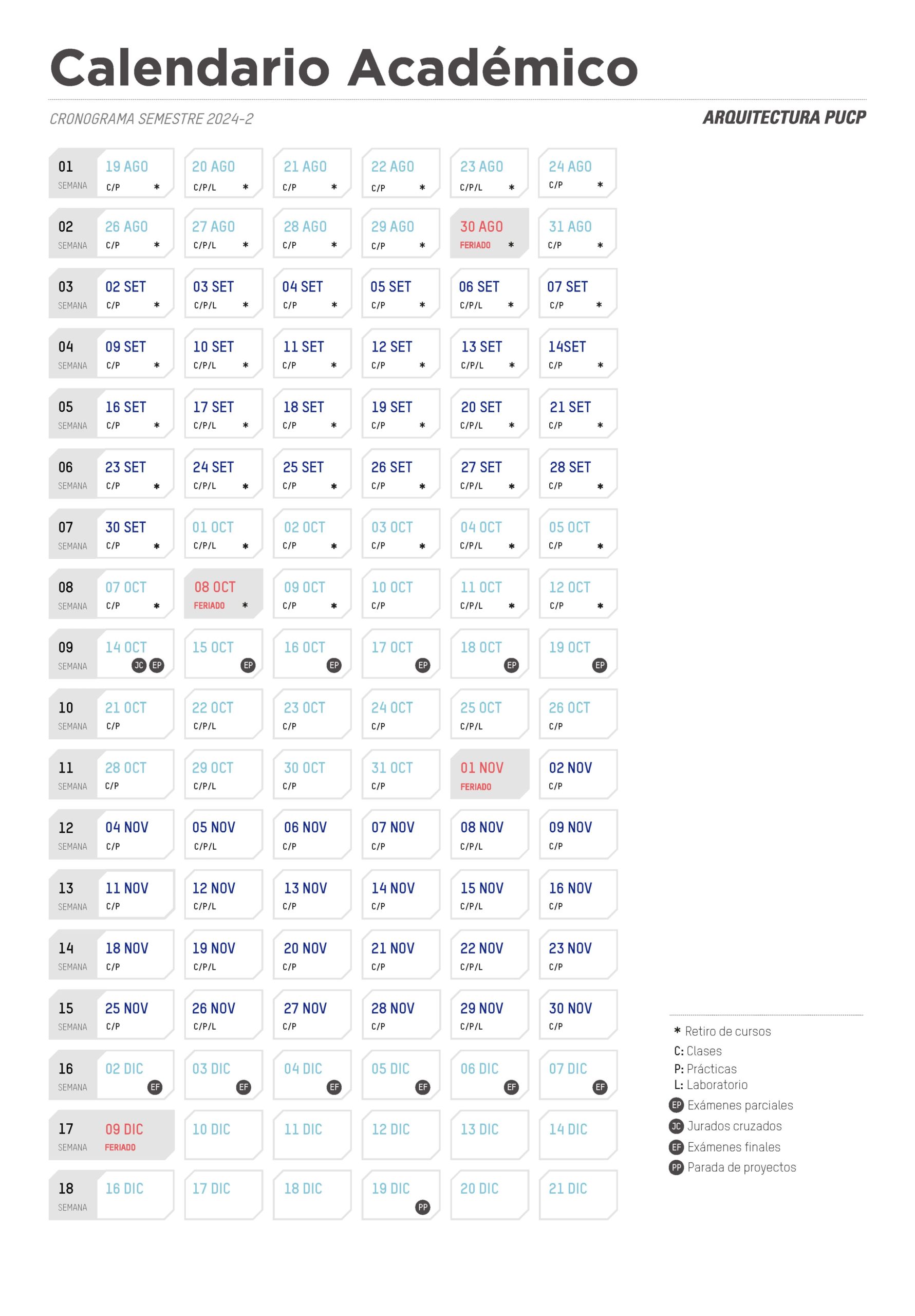 Calendario académico upc 2024 2 4